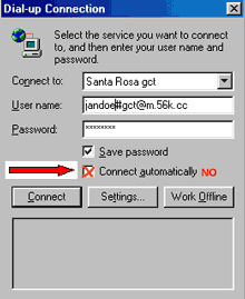 dial up connection pop up