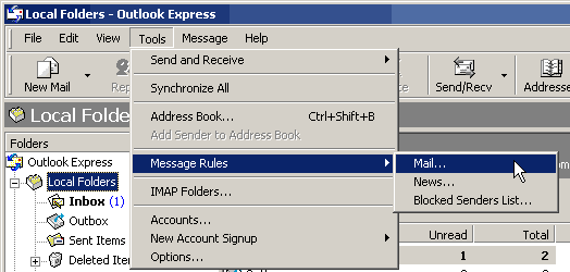Open Mail Message Rules